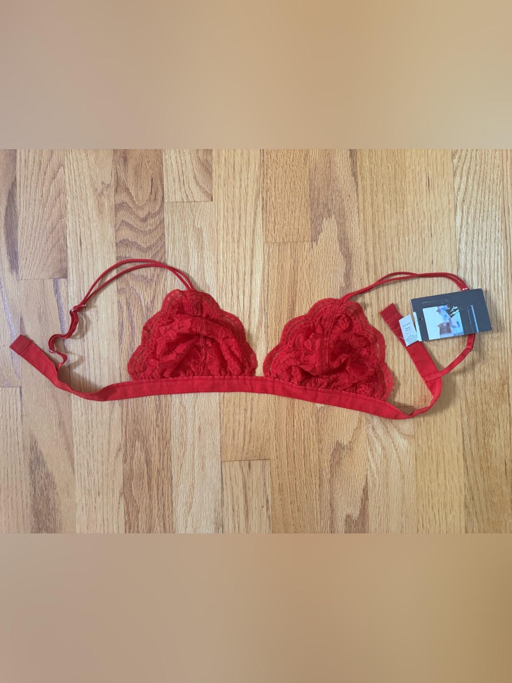 Urban Outfitters Red Lace Triangle Bralette